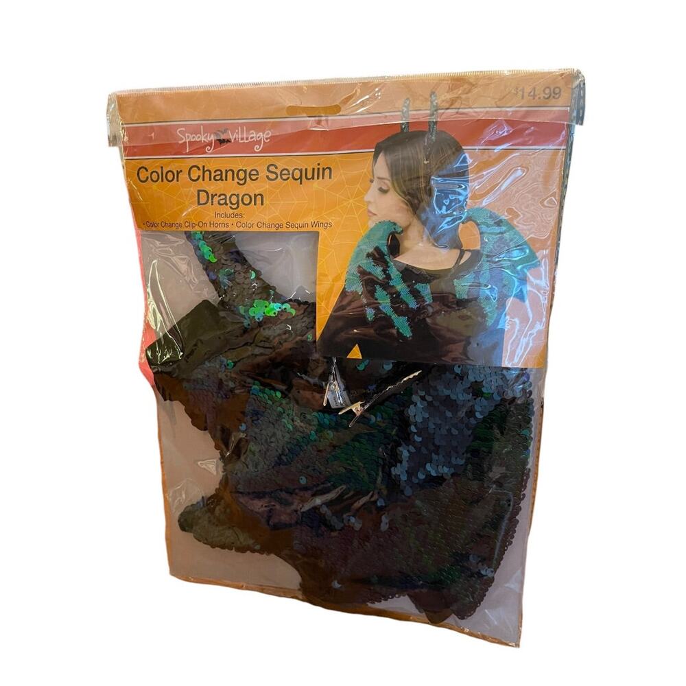 Spooky Village Color Change Sequin Dragon Horns & Wings # 409746 NEW